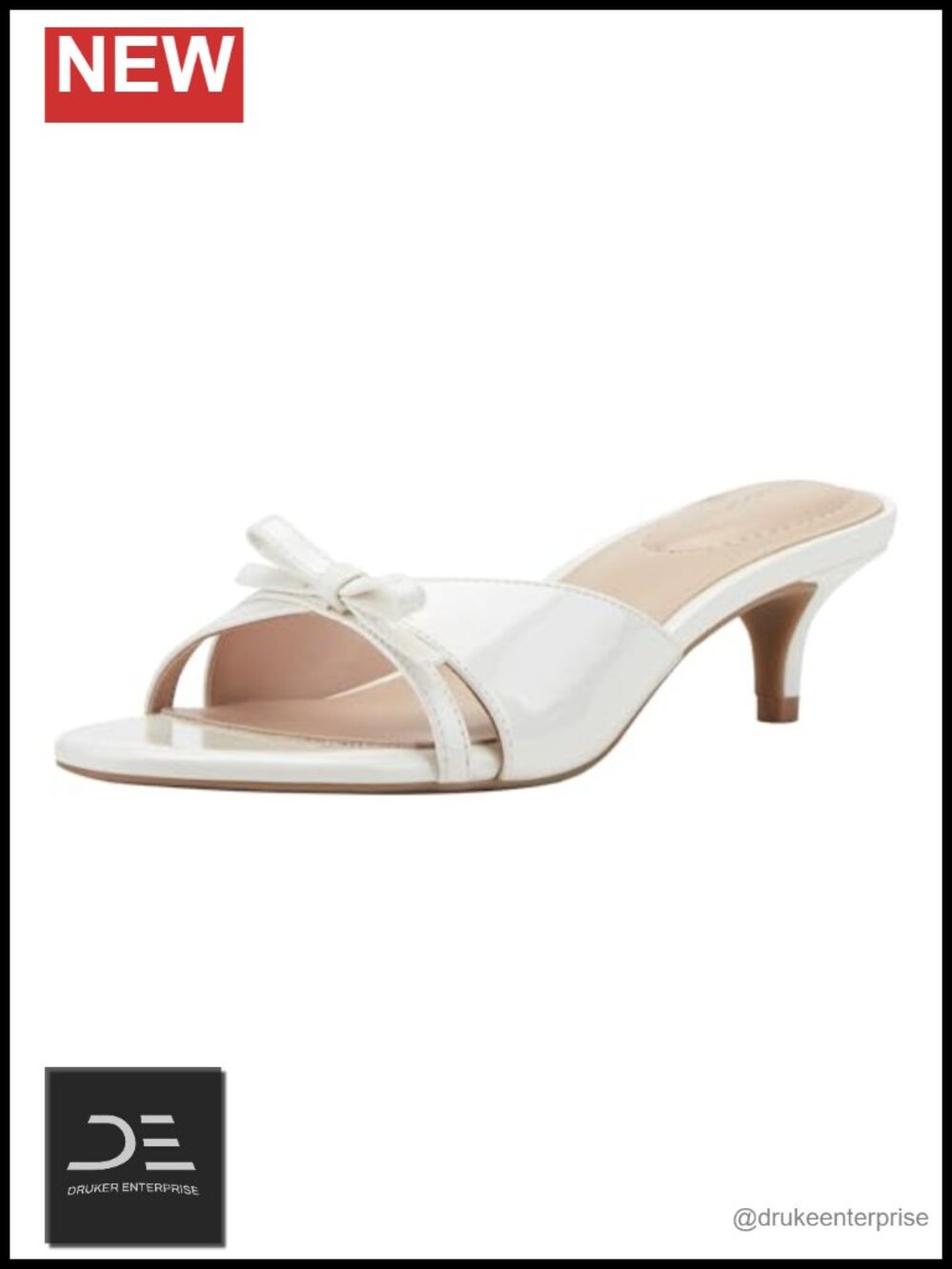Bandolino Rissie Faux Patent Leather Kitten Heel Slip-On Sandals